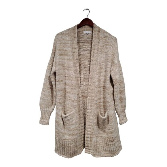 Madewell Wool Space-Dyed Long Oversized Cardigan Sweater Beige Pockets Womans XS - Picture 2 of 16